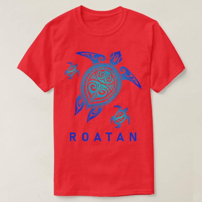 T-shirt Roatan Honduras Mer Bleu de Tribal (Design devant)