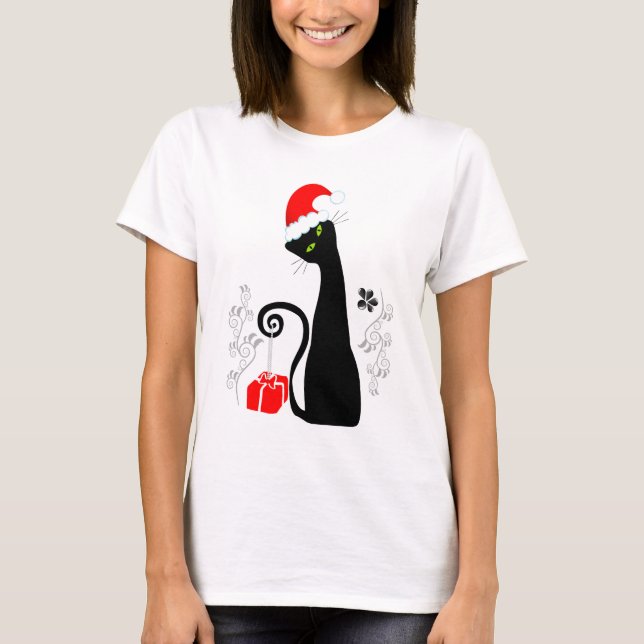 T-shirt Robe de chemise de chemise de Noël moderne Kitty C (Devant)