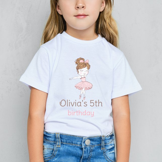 T-Shirt Robe rose Ballerina Fille Anniversaire Invité d'ho (Créateur téléchargé)