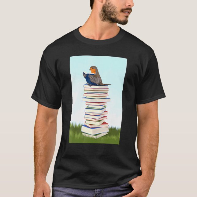 T-shirt Robin avec livres Oiseau Oiseau Oiseau Oiseau Chan (Devant)