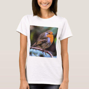 T-shirt Robin De Pompage Perché Sur Une Branche D'Art De L