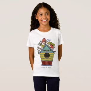 T-Shirt Robins Aux Bleuets Et À La Maison D'Oiseaux
