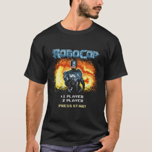 T-shirt Robocop Video Game Menu Démarrer Portrait Pixelé