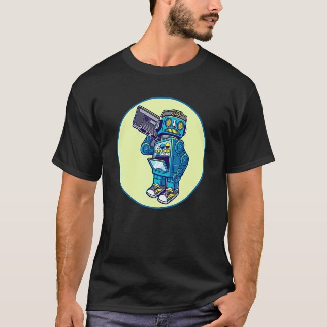 T-shirt Robot Cassette Tape 80's Music Robotics Engineer 1 (Devant)