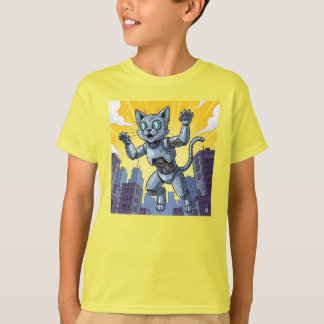 T-shirt Robot cat en train de courir dans la ville !