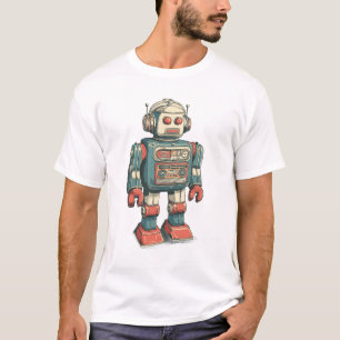 T-shirt Robot en étain avec casque — Méca à l'ancienne en