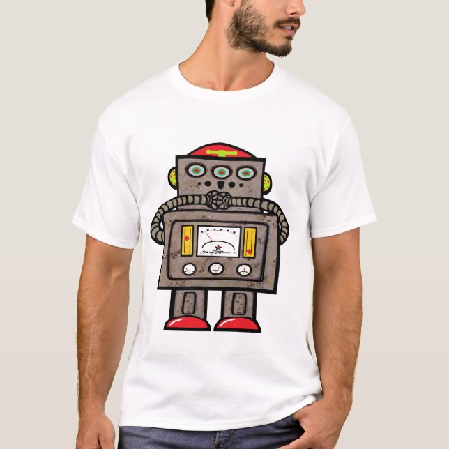 T-shirt Robot étonné observé par 3 (Devant)