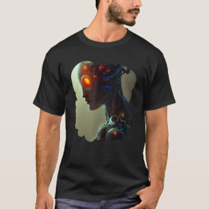 T-shirt Robot femelle Sci-Fi Cyborg Futuriste Unique Numér