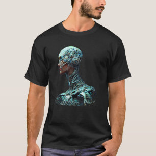 T-shirt Robot femelle Sci-Fi Cyborg Futuriste Unique Numér