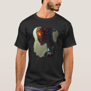 T-shirt Robot Féminin Sci-Fi Cyborg Futuriste Unique Numér