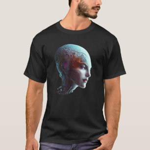 T-shirt Robot Féminin Science-Fiction Cyborg Futuriste Uni