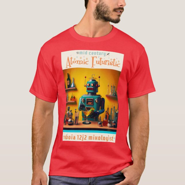 T-shirt Robot futuriste rétro ROBIA 12J2 Mixologue (Devant)