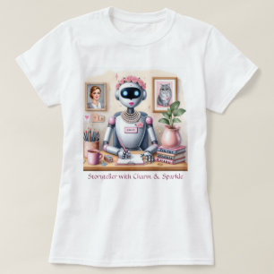T-shirt Robot Grâce Conteur Poésie Charme Étincelle Rose