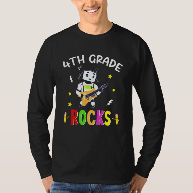 T-shirt Robot Guitare 4E Année Rocks Retour À L'École Enfa (Devant)