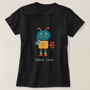 T-shirt Robot mignon avec design fleuri