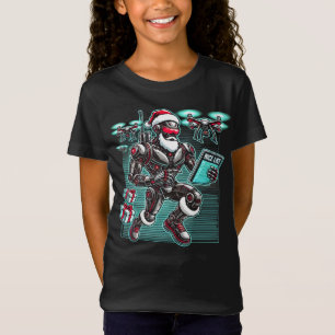 T-Shirt Robot Père Noël propulsé par IA avec drones et Noë