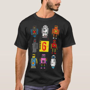 T-shirt Robot pour enfants 6e anniversaire Robotique rétr
