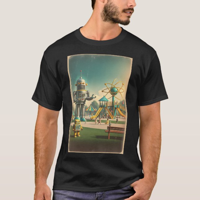 T-shirt Robot Retro Atomique Playground Futuriste Enfants (Devant)
