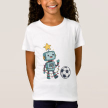 Robot with Christmas lights playing soccer