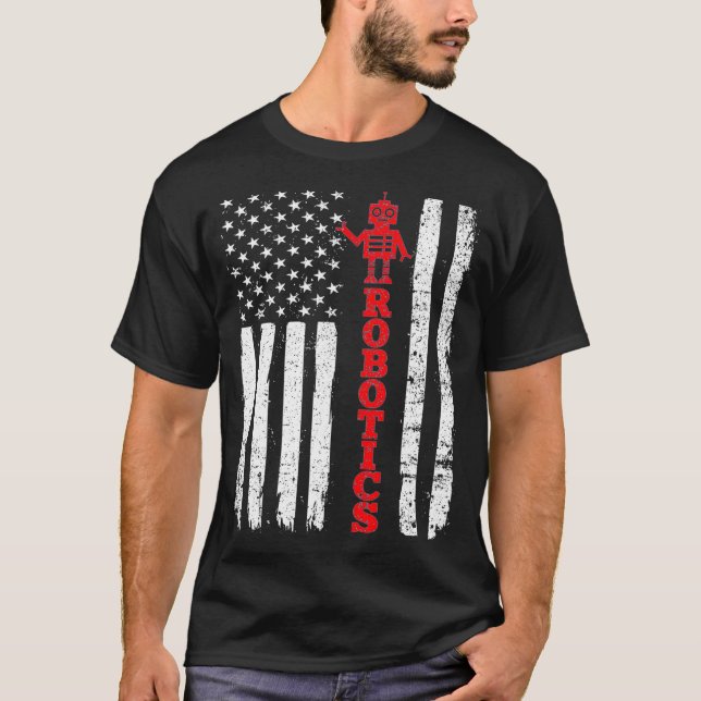 T-shirt Robotics USA American Flag Robots (Devant)