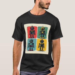 T-shirt Robots de caricature Retro Sci Fi