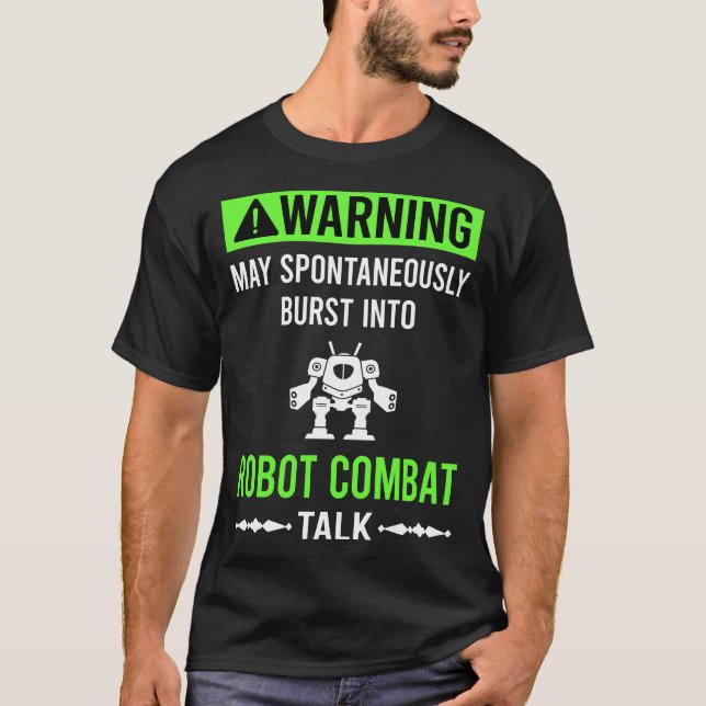 T-shirt Robots de combat de robots d'avertissement verts (Devant)