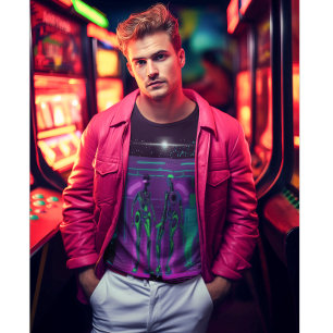 T-shirt Robots Humanoïdes Néon Synthwave Cyberpunk