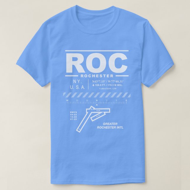 T-shirt ROC de l'aéroport international de Rochest (Design devant)