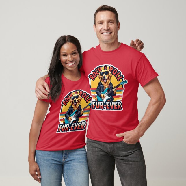 T-shirt Rocher et rouler fourrure jamais Golden Retriever  (Unisexe)