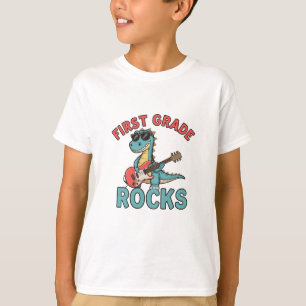 T-shirt Roches de première année Dinosaur Guitare Retour à