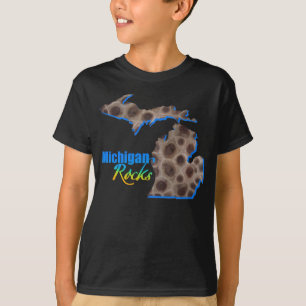 T-shirt Roches du Michigan   motif de pierre Petoskey