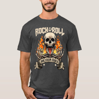 T-shirt Rock And Roll Never Die Vintage Retro RockRoll Roc
