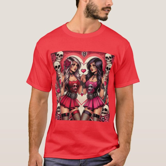 T-shirt Rock & Calaveras: Chicas del Día de Muertos (Devant)