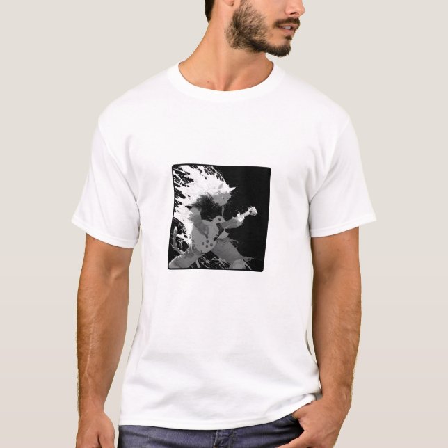 T-shirt Rock Chat Jouer Guitare, Drôle Chat Guitare (Devant)