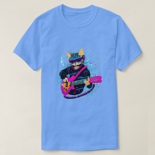T-shirt Rock Chat Jouer Guitare Funny Guitare Chat (17) (Design devant)