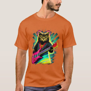 T-shirt Rock Chat Jouer Guitare Funny Guitare Chat (9)