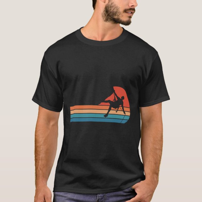 T-shirt Rock Climbing Mountain Hiking Bouldering Retro  (Devant)