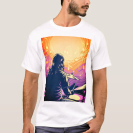 T-shirt Rock Drummer avec notes musicales