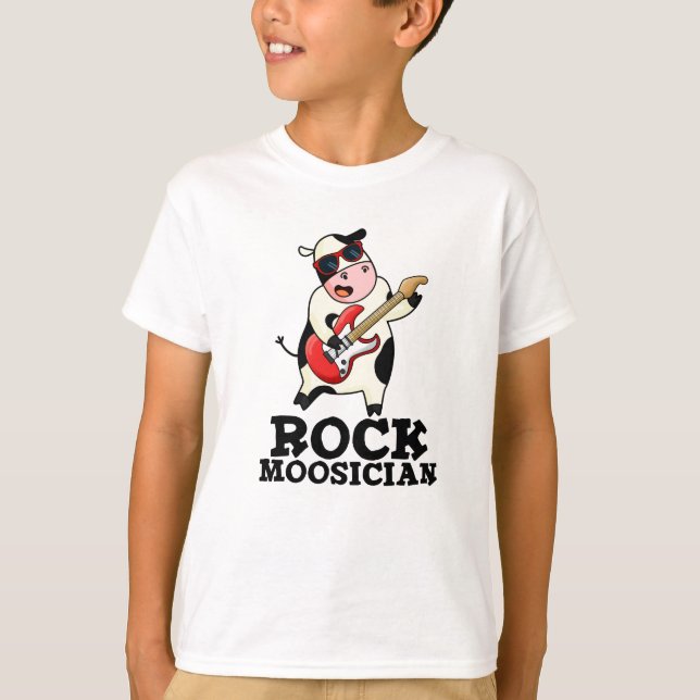 T-shirt Rock Moosician Funny Cow Musicien Pun (Devant)