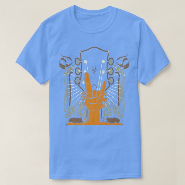 T-shirt Rock Music Graphisme Guitare Grip Devil Horns Guit (Design devant)