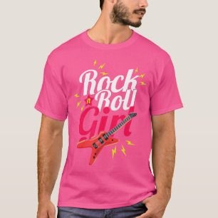 T-shirt Rock N Roll Girl Guitariste Baid Musicien Rocker