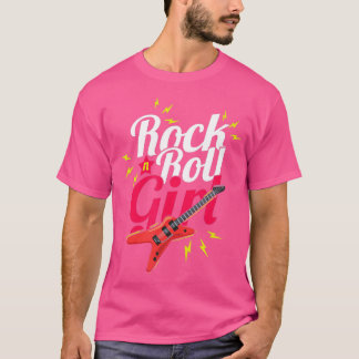 T-shirt Rock N Roll Girl Guitariste Baid Musicien Rocker