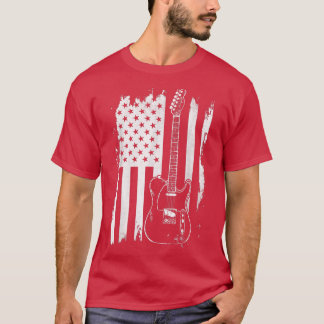 T-shirt Rock n Roll Guitare Retro USA Flag Music