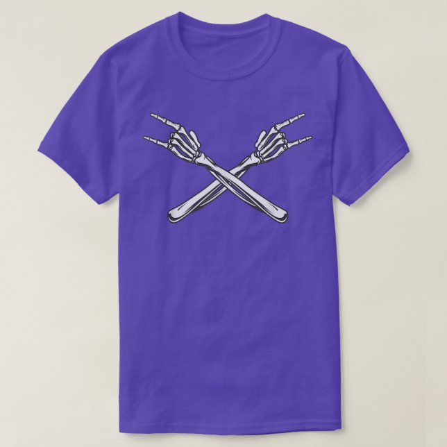 T-shirt Rock n Rouleau Skeleton Mains Halloween os  (Design devant)