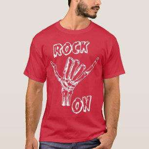 T-shirt Rock On Skeleton Hand Rock Music Rockstar Cool
