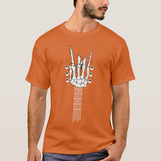 T-shirt Rock On Skeleton Hands Guitar Neck Rock N Roll Mus