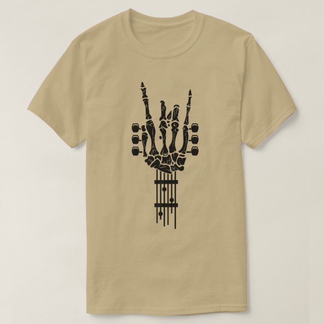 T-shirt Rock & Roll Skeleton Design Guitar Music Lover  (Design devant)