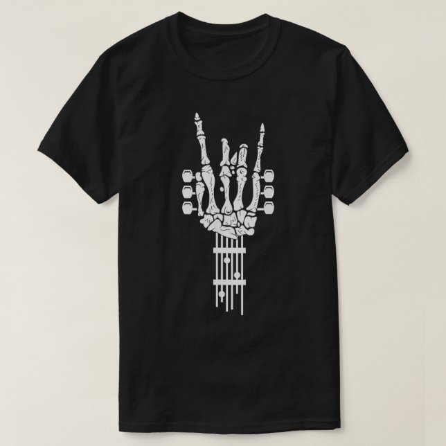 T-shirt Rock & Roll Skeleton Guitare Halloween pour la mus (Design devant)