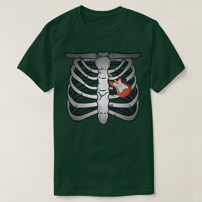 T-shirt Rock & Roll Skeleton Guitare Player Figurine Musiq (Design devant)