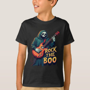 T-shirt Rock the Boo - Halloween Skeleton Guitare Design